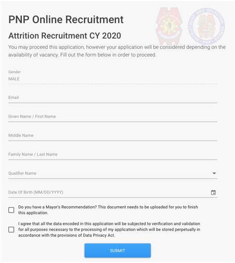 PNP Online Recruitment Portal .